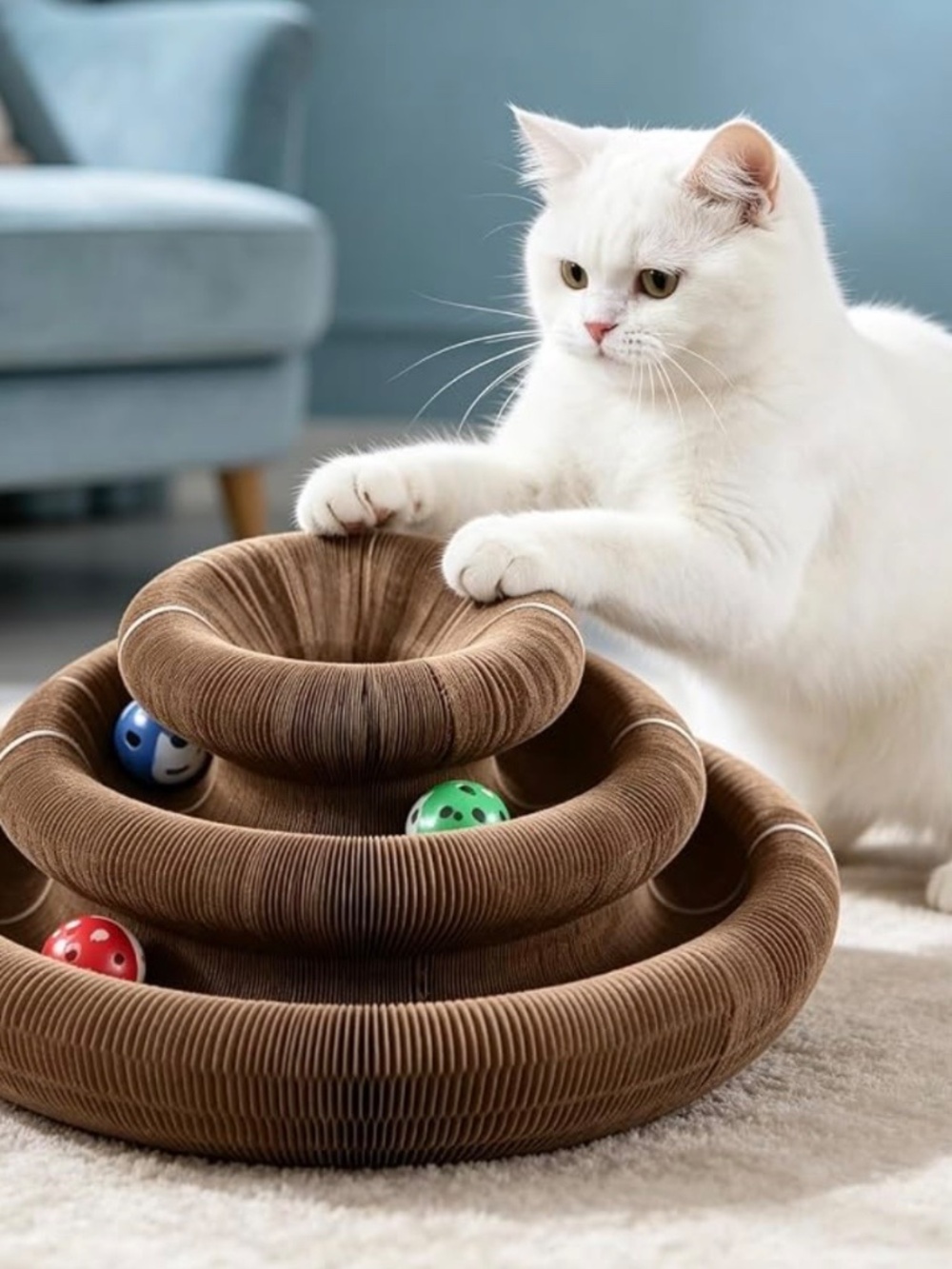 BOLIAN M-Shaped Interactive Cardboard Cat Scratcher Toy NIB